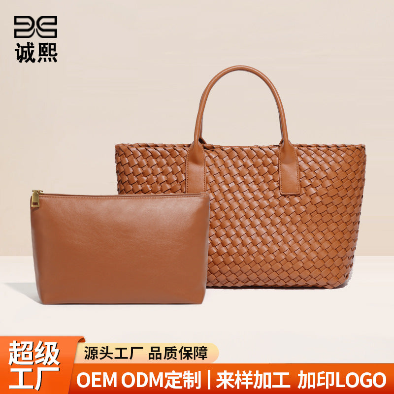 高级定制编织手提女包大容量通勤子母包简约时尚手拎购物袋托特包