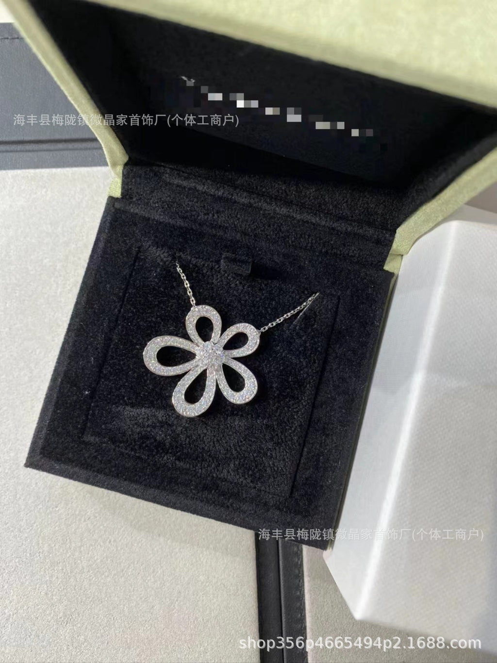 精工高版本网红太阳花满钻项链不掉色925银镀K金大花项链厂家直销