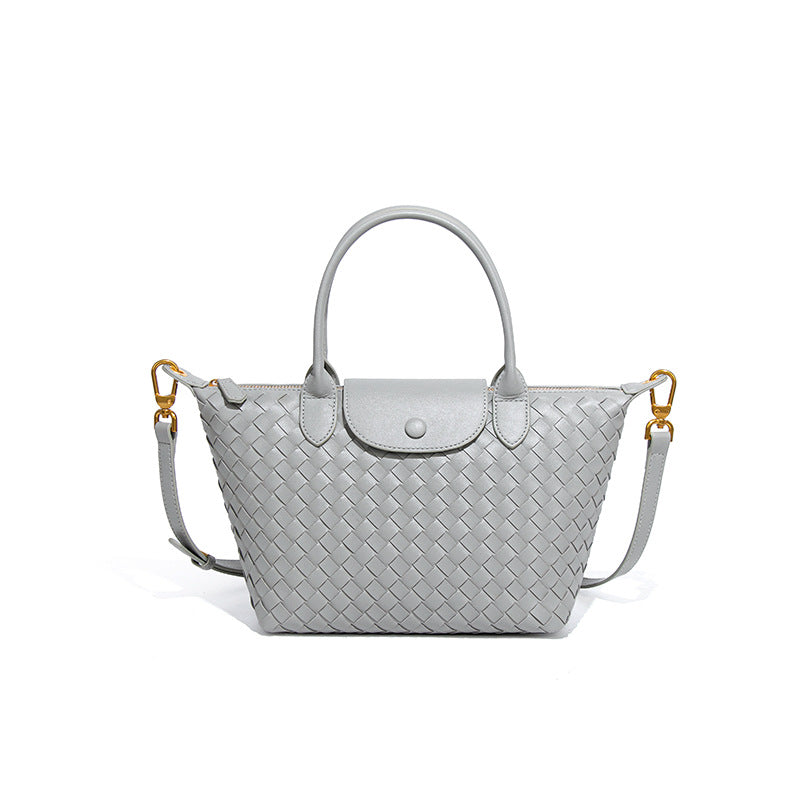 潮流新款龙襄手工编织包休闲百搭手提女包复古小众单肩斜挎饺子包