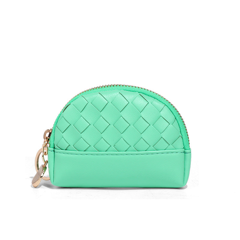 2025新款女包手工编织女钱包简约零钱包钱夹PU皮革小拉链化妆包包