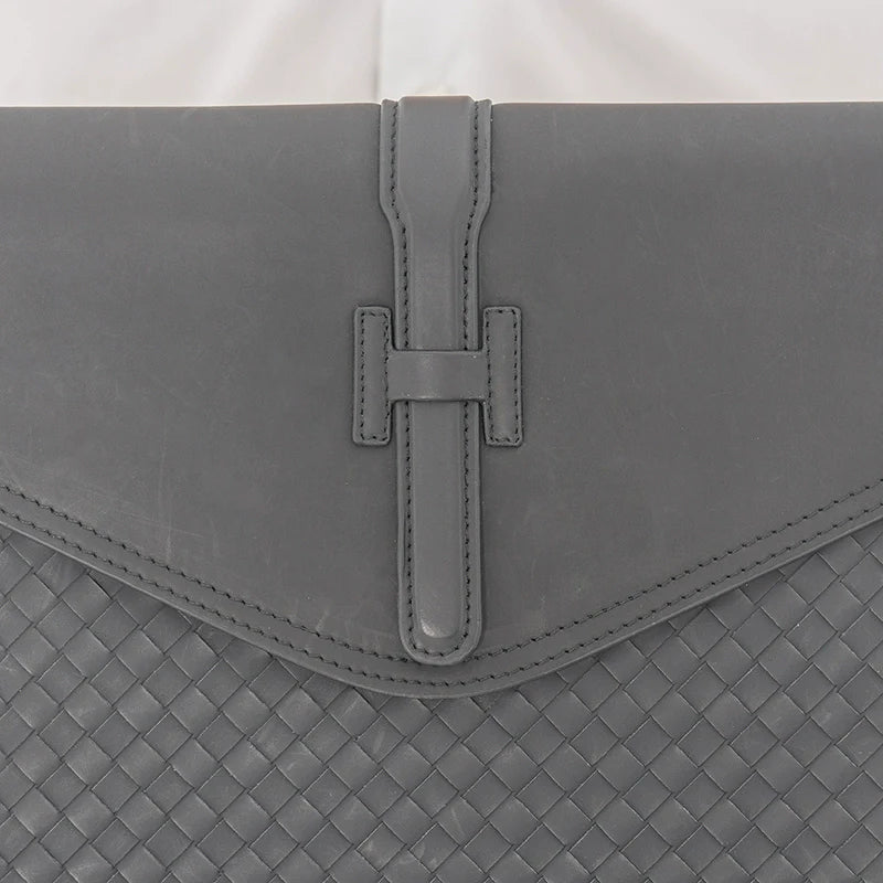 X&BV新款编织手包男真皮2021新款翻盖男士手拿包大容量手抓包男潮