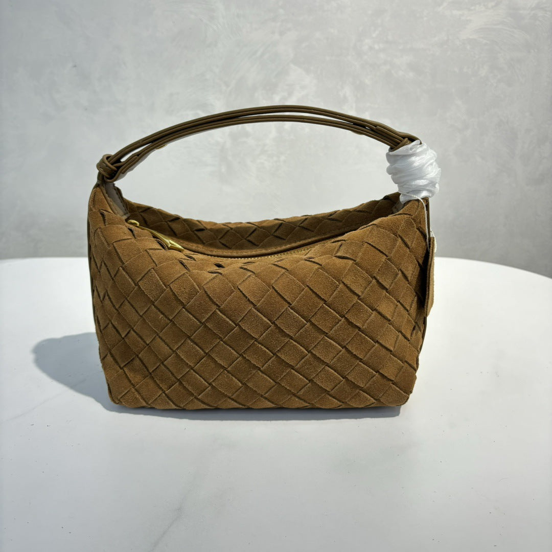 腋下包高级感真皮编织包24新款软皮包女手提手挽包百搭简约质感