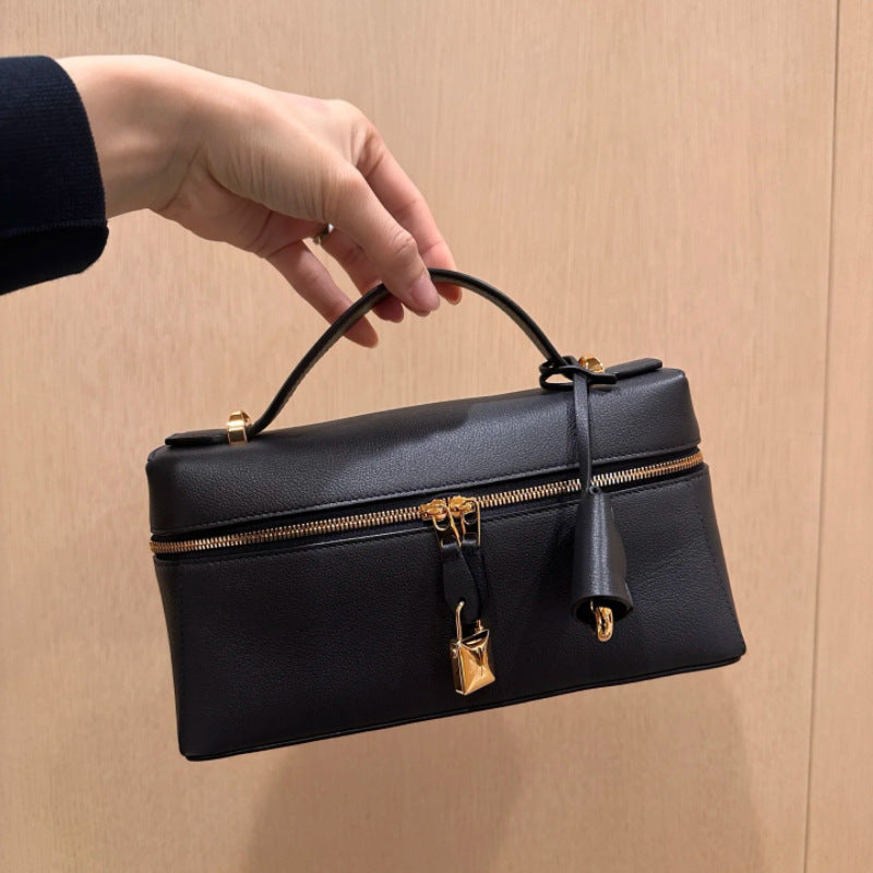 LP19饭盒包女2025新款高级感牛皮手提真皮凯莉包单肩斜挎23化妆包