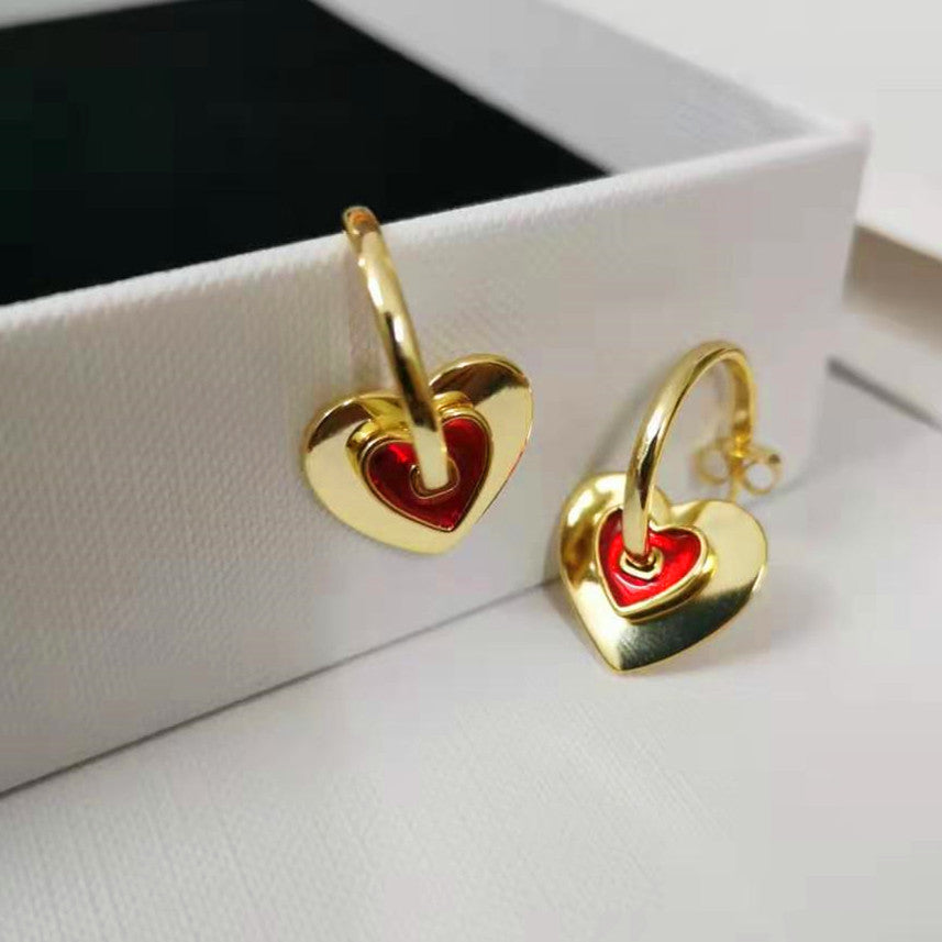 巴黎家爱心C形耳环法式可拆卸时尚气质耳饰品一款二戴心形耳钉