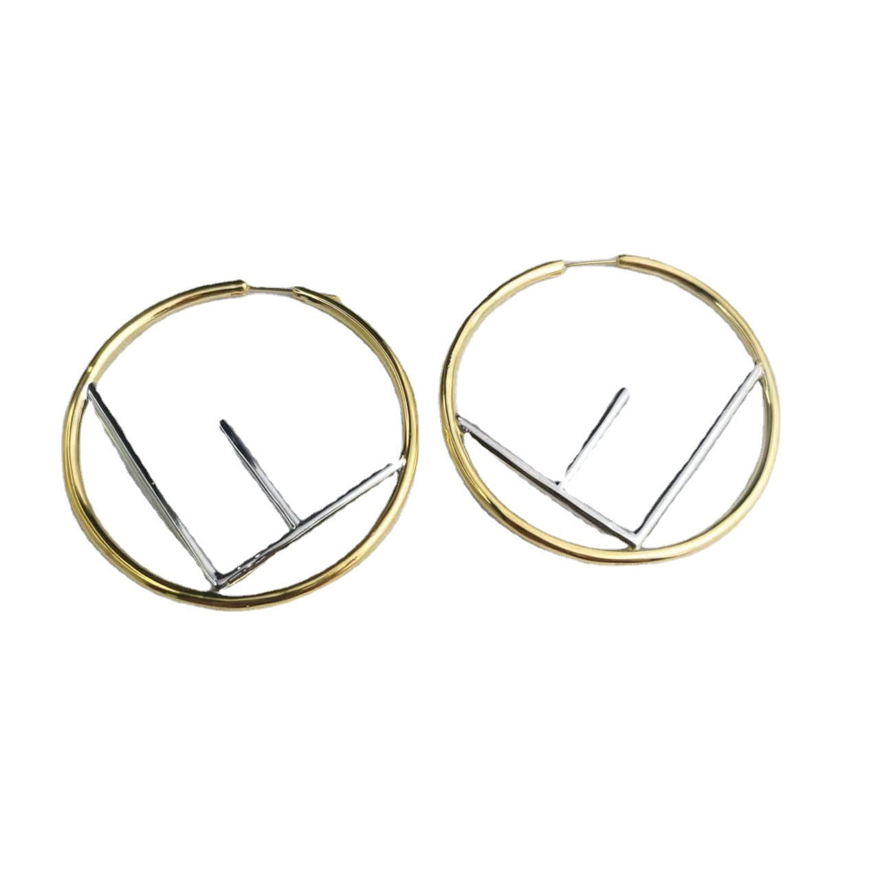 芬家22新款F字母大圆圈耳环女港风气质高级感ins欧美风拼色耳扣