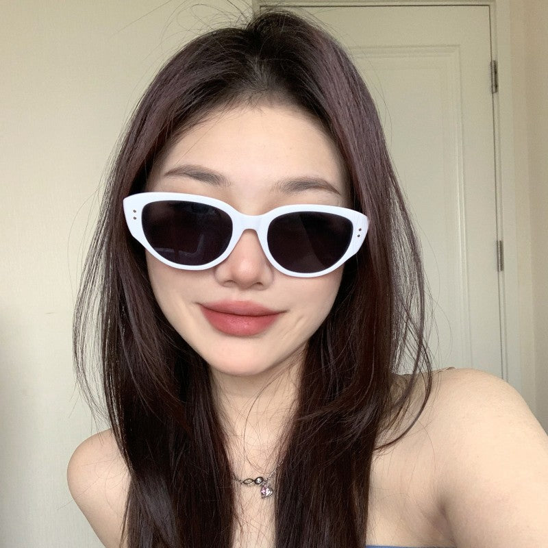 韩系猫眼太阳镜女网红墨镜欧美辣妹拍照显白高级感防紫外线墨镜男