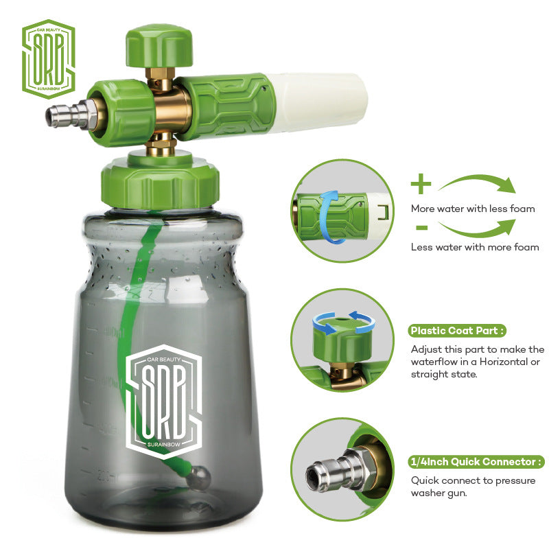 跨境专供高压洗车泡沫喷枪喷头透明壶发泡器pa泡沫喷壶洗车神器