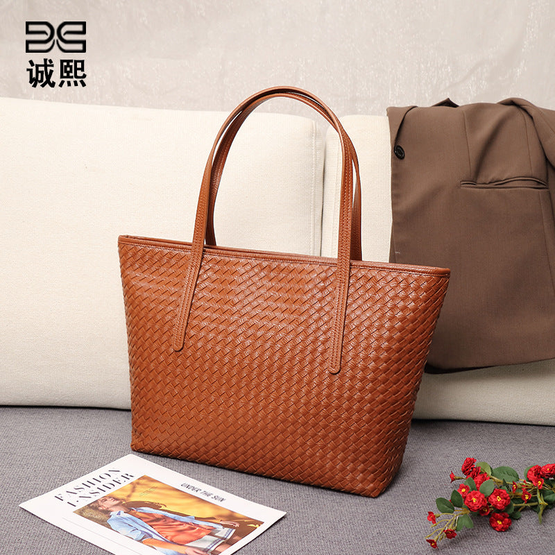 跨境大容量复古单肩手提包时尚百搭手工编织包包夏季腋下托特包女