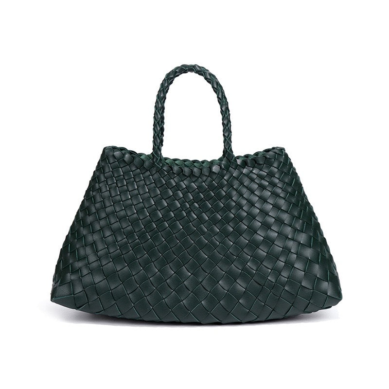 高级感纯色大容量子母手提包纯手工编织女包复古潮流菜篮子托特包