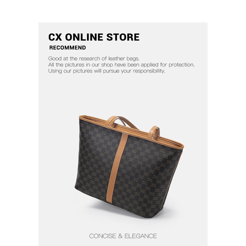 托特包包女2024新款欧美复古手提包老花女士大容量单肩女包时尚