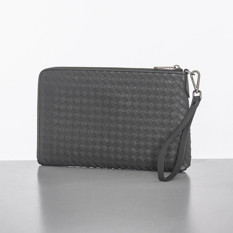 X&BV新款编织手包男真皮大容量商务休闲编织手拿包潮牌夹包手抓包