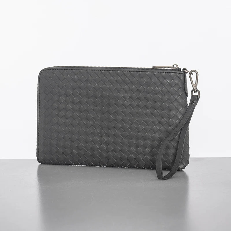 X&BV新款编织手包男真皮大容量商务休闲编织手拿包潮牌夹包手抓包