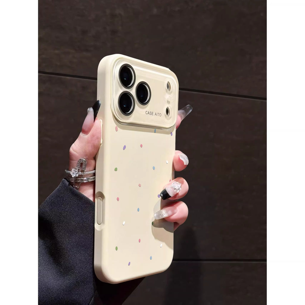跨境彩色波点液态大视窗适用苹果17Promax手机壳简约iPhone16软套