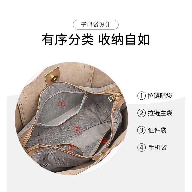 真皮女包包潮新款牛皮通勤大包大容量ins风单肩包女士托特包代发