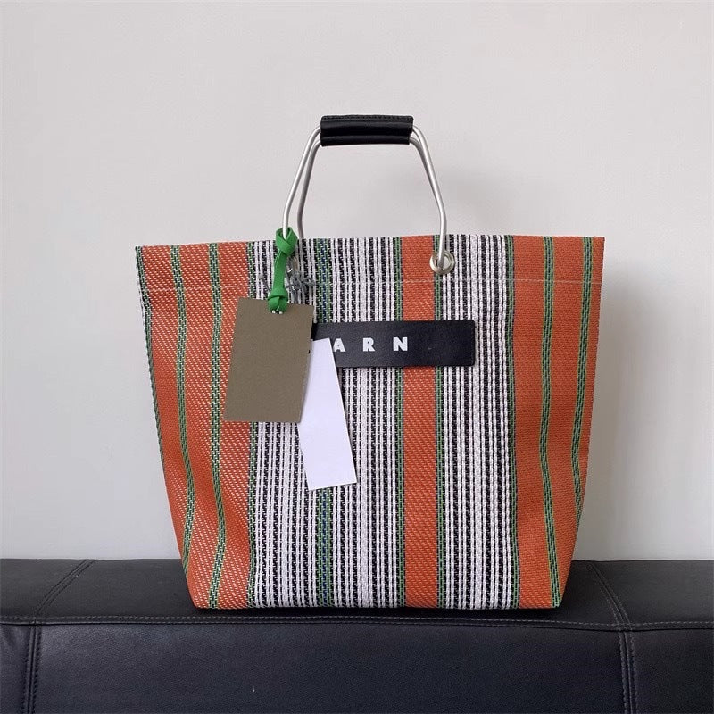 出口日韩MAR编织款铝制手提男女大容量休闲购物袋手提tote 托特包