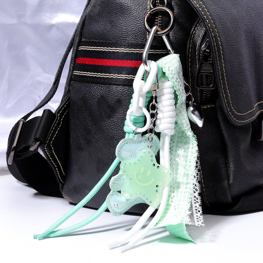 量大价优现货红色草莓包挂金属动物狗编织绳钥匙链钥匙扣包挂