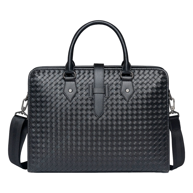 x&bv男包手提包真皮商务公文包电脑包编织头层牛皮单肩斜挎包拎包