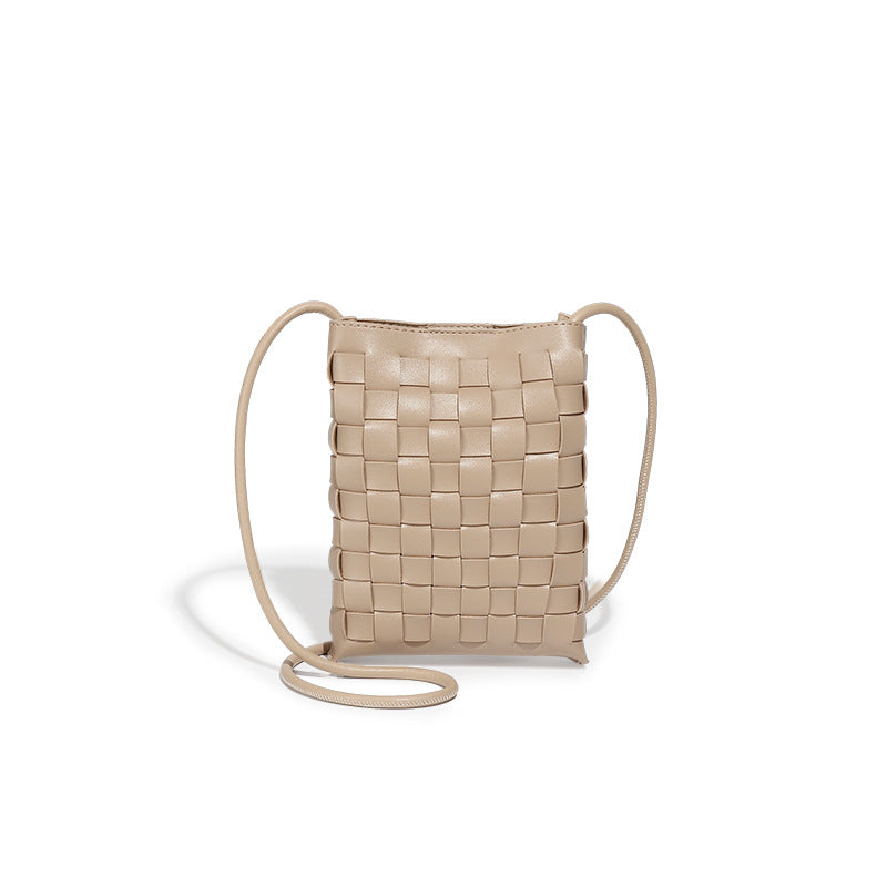 2025新款手机包包女外贸复古时尚手工编织包欧美简约百搭单肩斜跨