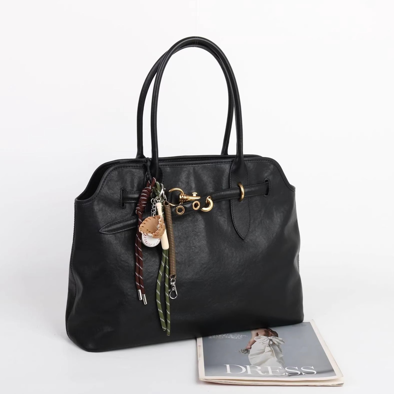 M家同款头层植鞣牛皮托特包小众设计高级感大容量贝壳腋下通勤包