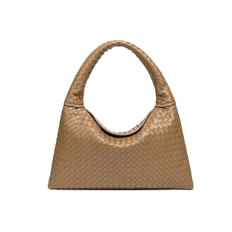 跨境新款手工编织女包高级感单肩腋下女包软皮百搭休闲手提托包包