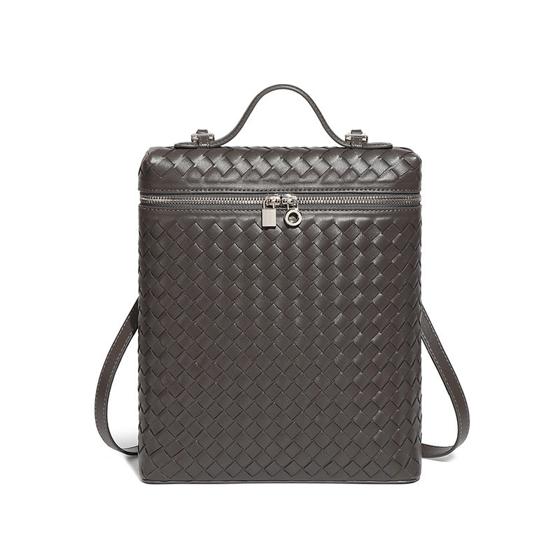 工厂定制时尚手工编织包潮流大容量通勤百搭双肩包旅行男女士背包