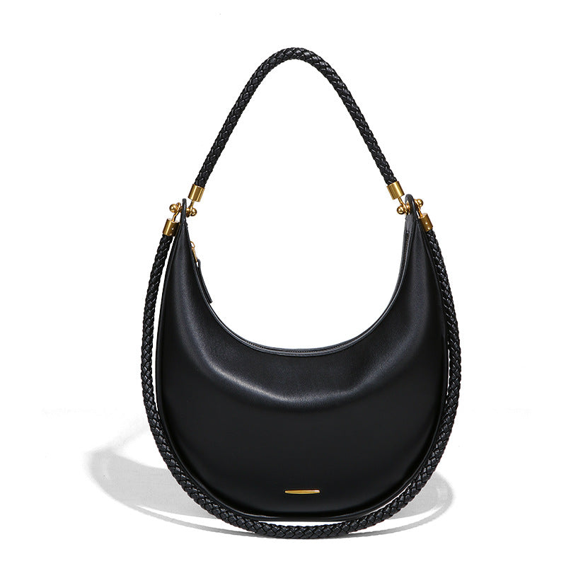 新款高级感大号黑色月牙包个性百搭单肩腋下包手提百搭质感新月包