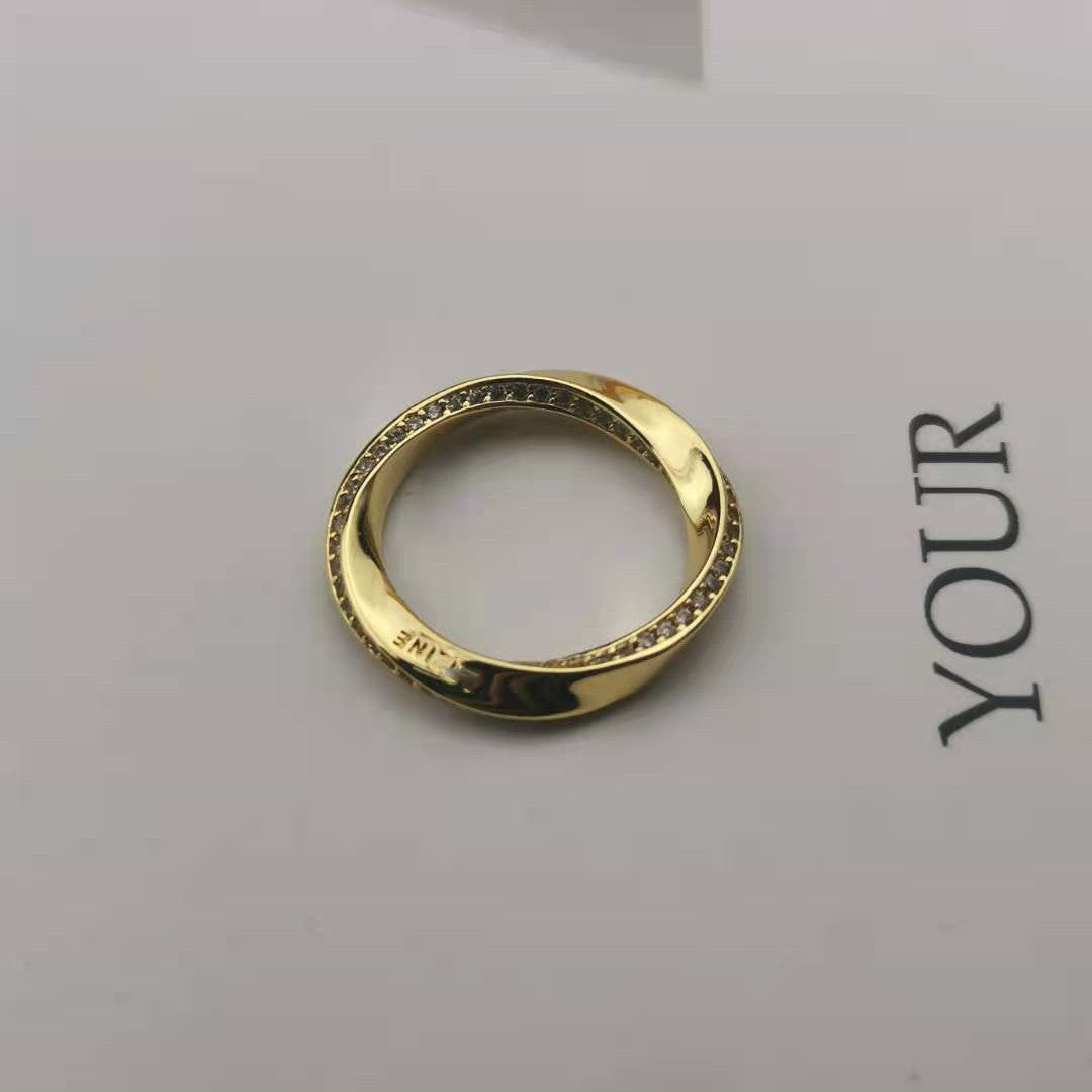 赛家21新款镶钻扭转圆圈戒指高级气质素圈不规则几何缠绕指环批发