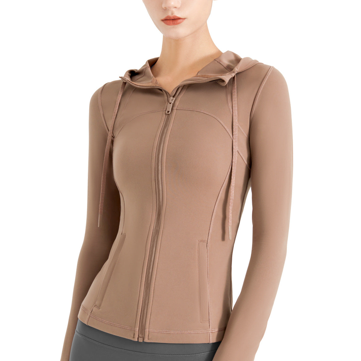 lulu运动外套女户外跑步连帽卫衣弹力透气DF瑜伽服长袖拉链上衣