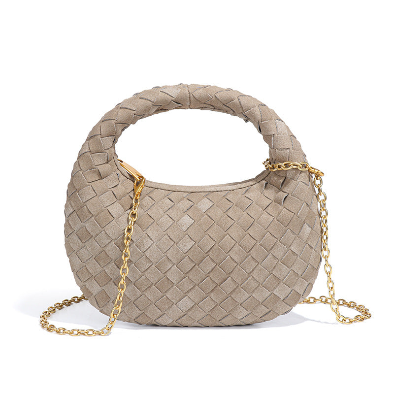 磨砂定制编织小圆包秋冬新品百搭复古手提包迷你可爱单肩斜挎女包