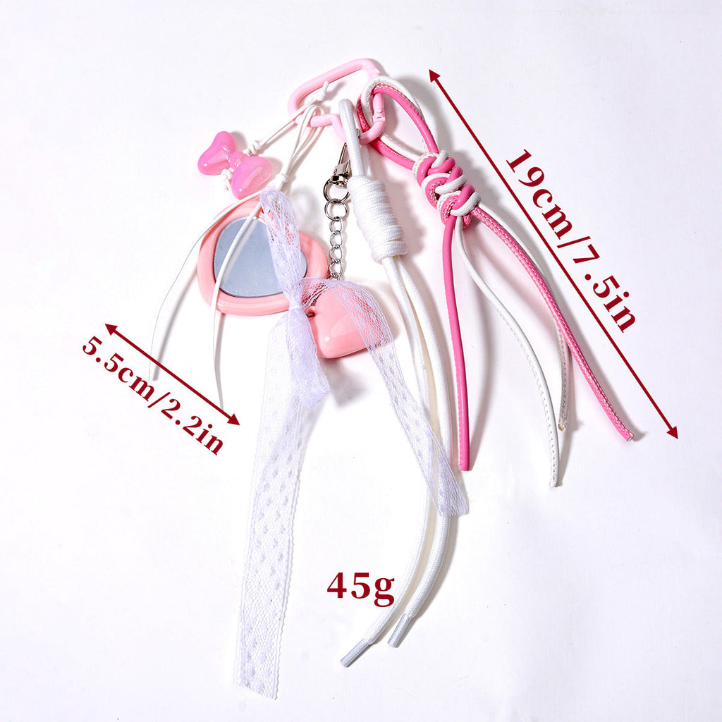 饰品工厂量大价优粉色镜子爱心蝴蝶结包挂包包挂件挂饰钥匙扣挂