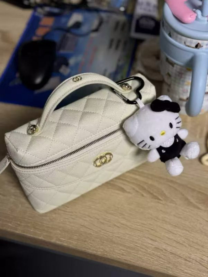 小香风25C春夏化妆盒子包牛皮菱格链条LP形手拿斜跨包新款潮流