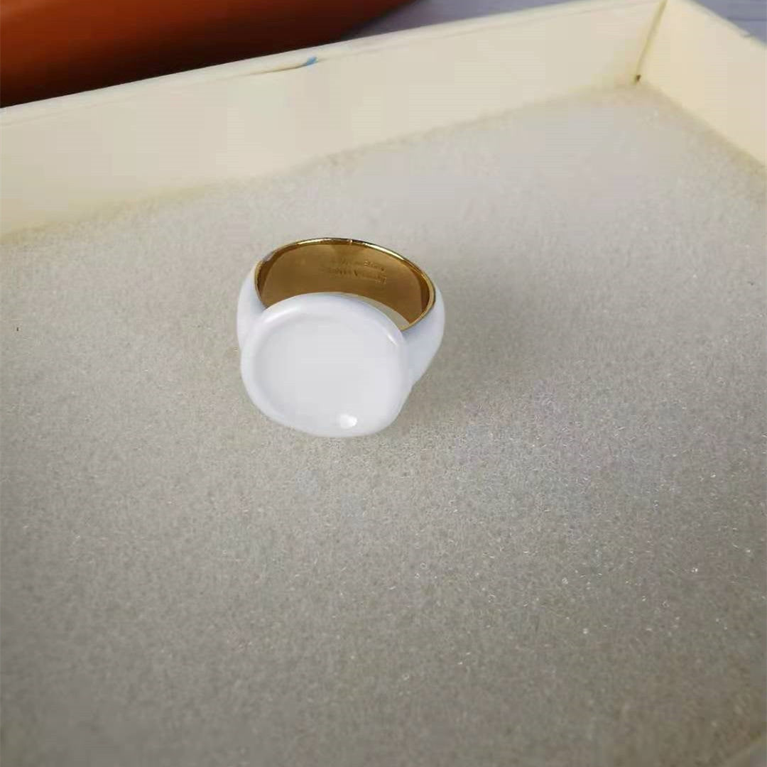 厂家批发BV家高版圆圈戒指欧美风高级感滴油糖果色不规则圆形戒指