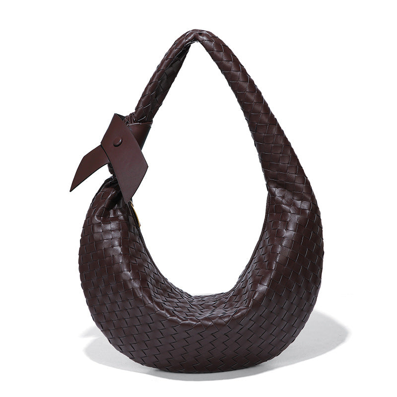 韩版新品大容量单肩斜挎女包时尚手工编织包包复古休闲潮流饺子包