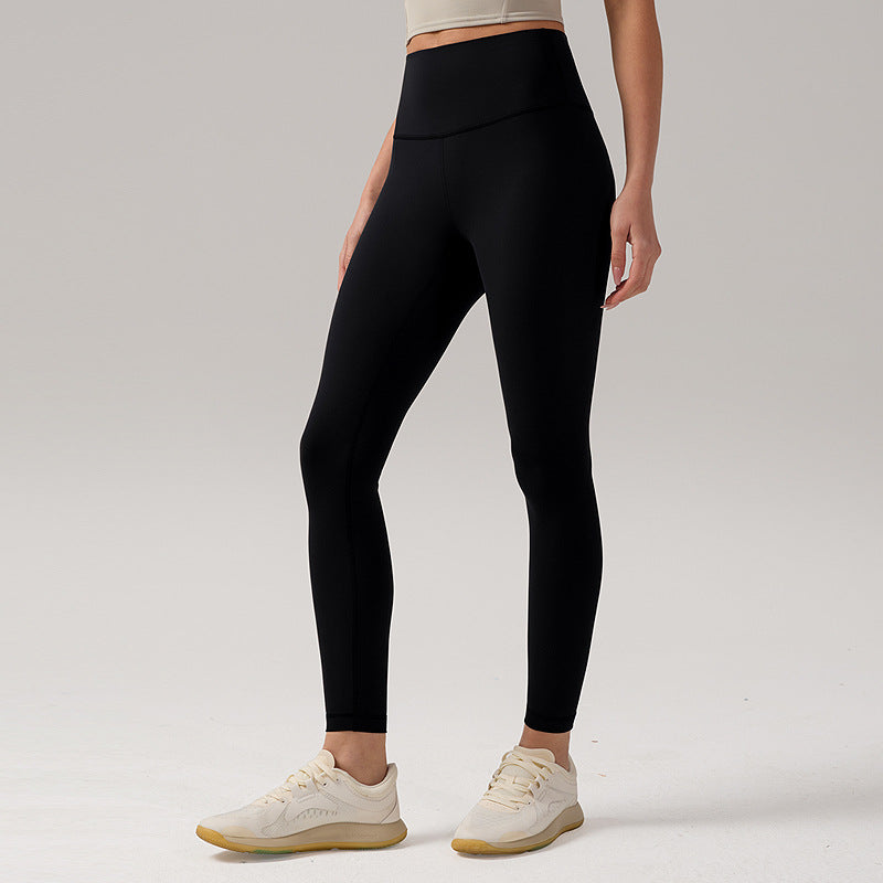 磨毛lulu瑜伽裤女裸感高腰提臀健身裤吸湿透气24"弹力运动紧身裤