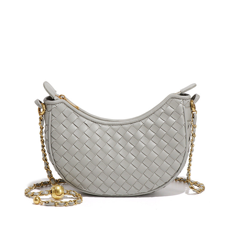 女包2025设计感月牙包新潮编织单肩包马卡龙新月包休闲斜挎月亮包