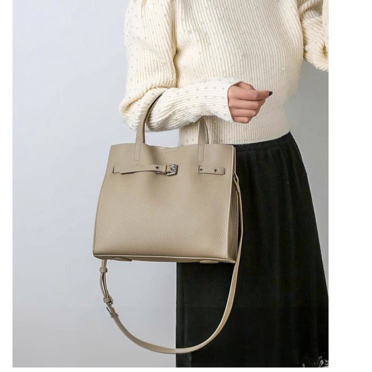 高级感头层牛皮大容量通勤单肩斜挎包 真皮手提包女士包一件代发