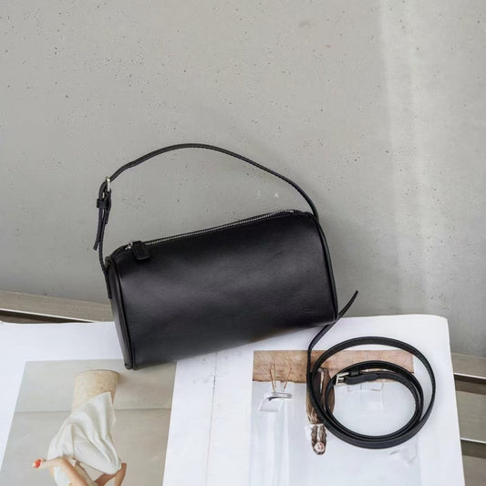 25秋冬90'S同款笔袋迷你小包圆筒笔袋包女士羊皮休闲百搭手提包