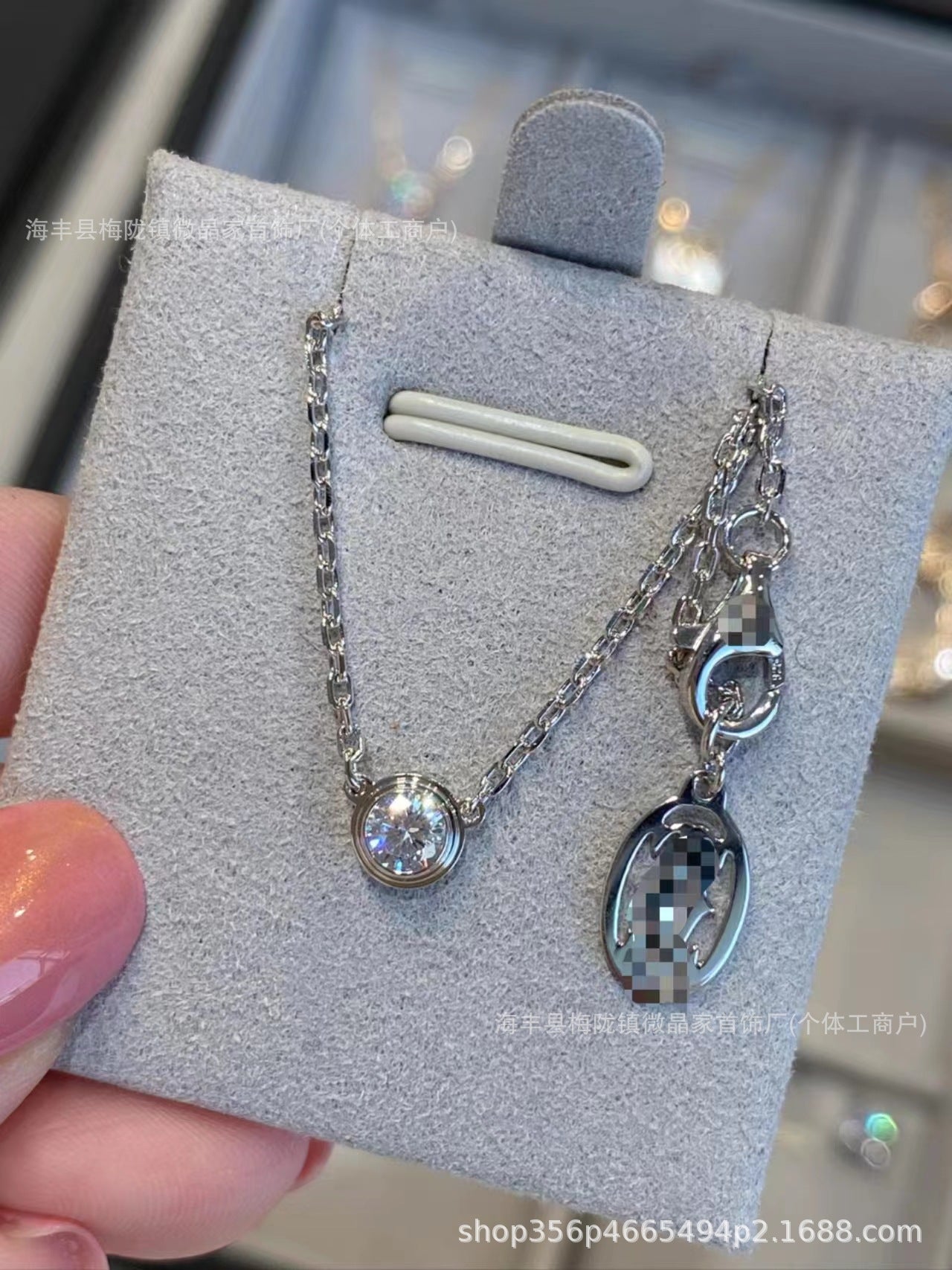 卡家高版小飞碟项链S925银镀18K玫瑰金单钻项链CNC精工厂家直销