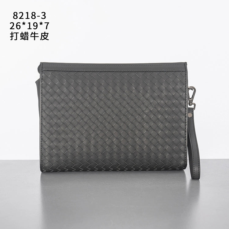 X&BV新款男士包包真皮休闲商务手拿包男时尚大容量编织潮牌手包男