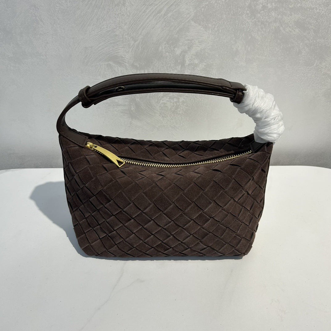 腋下包高级感真皮编织包24新款软皮包女手提手挽包百搭简约质感