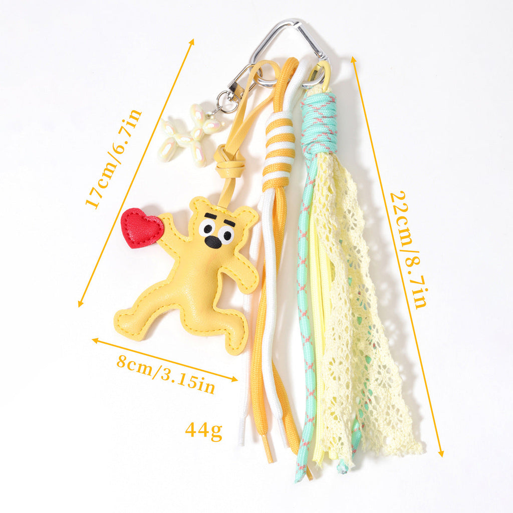 工厂原创配搭PU皮革欢乐点赞爱心小熊包包挂件气球狗编制挂绳定制