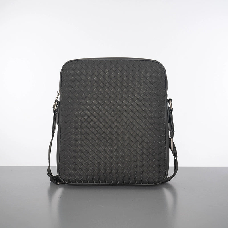 X&BV真皮男包单肩包新款竖款韩版编织商务休闲男士包包斜挎包背包