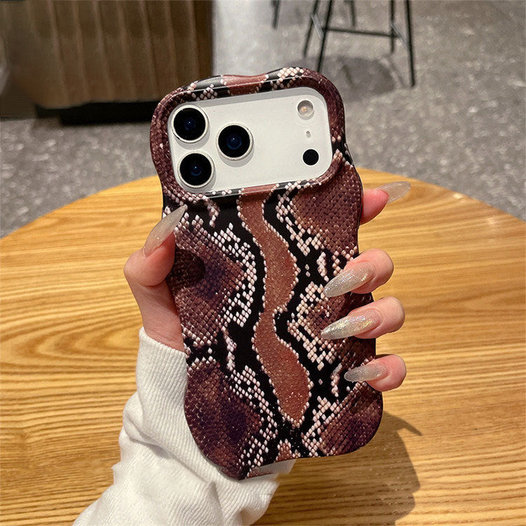 高级感蟒蛇纹适用苹果17promax手机壳iPhone16波浪菲林二合一1514