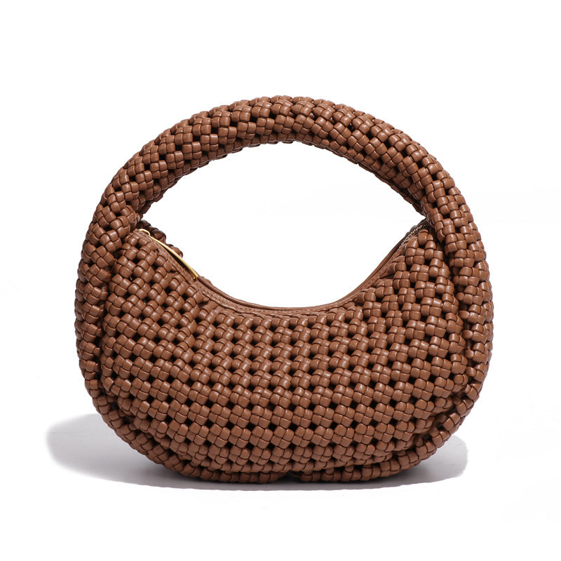 2025春季新款潮流百搭风车结饺子包时尚手工编织包包小巧手拎女包