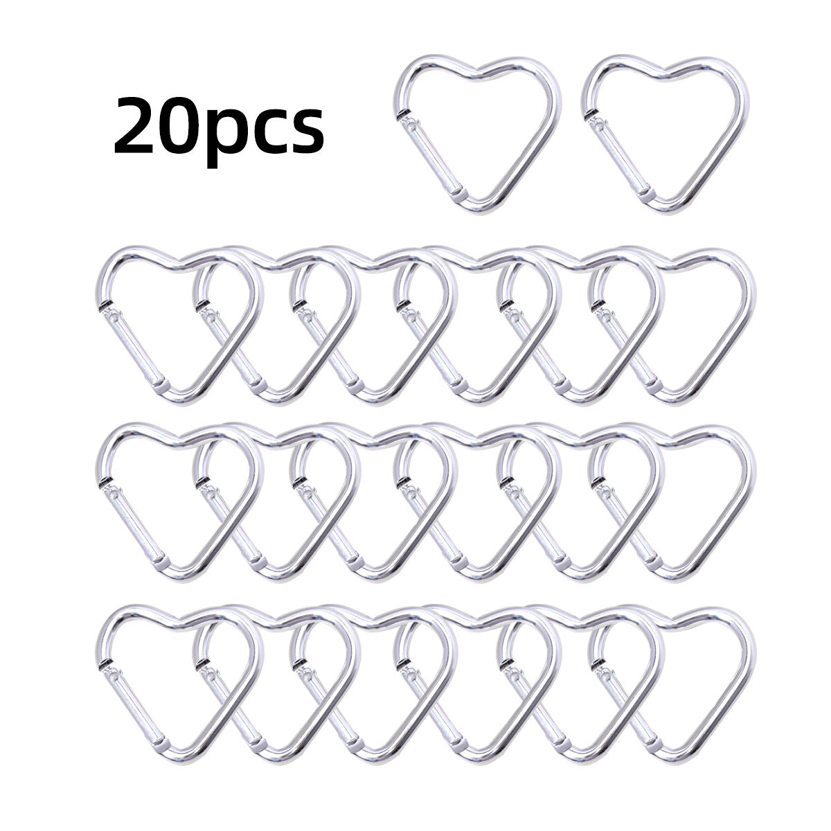 跨境代发贴标银色登山扣合金快挂扣心形钥匙扣背包扣爱心弹簧