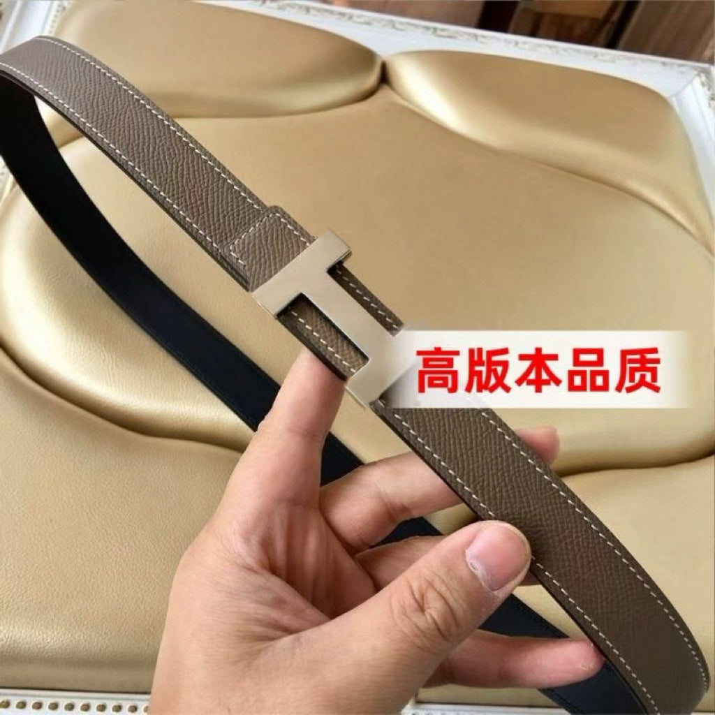 H扣女士皮带端真皮双面商务休闲牛仔裤腰带高级感新款头层牛皮