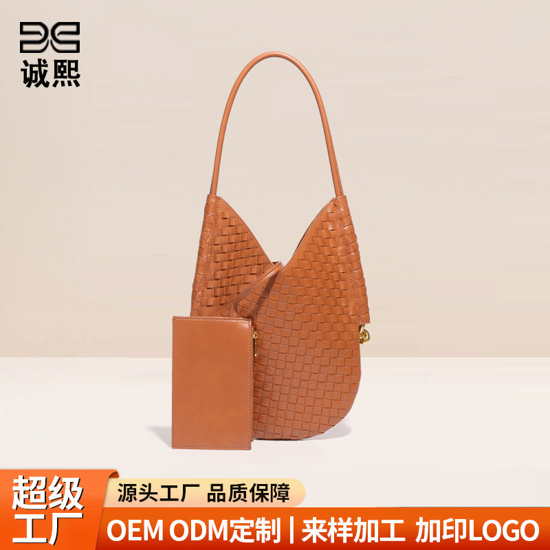 网红定制潮流手挽包小众女包编织单肩腋下包复古两件套零钱托特包