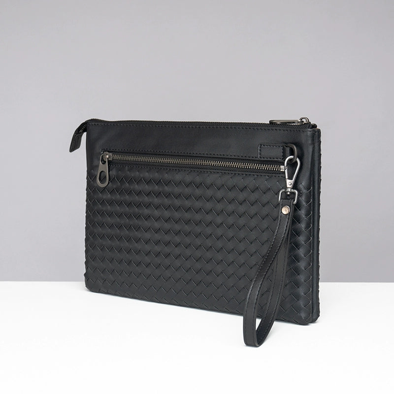 X&BV男士包包手拿包真皮休闲编织新款手包男大容量信封包时尚潮流