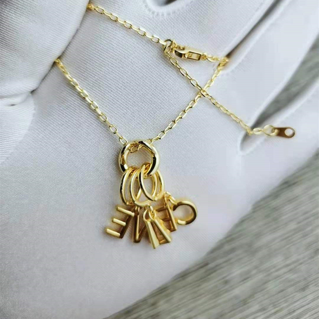 赛家新款CEL锁骨链项链女法式时尚英文流苏气质设计感字母项链
