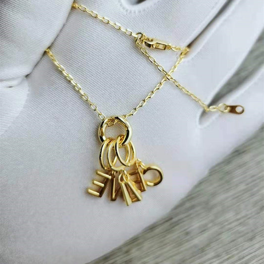 赛家新款CEL锁骨链项链女法式时尚英文流苏气质设计感字母项链